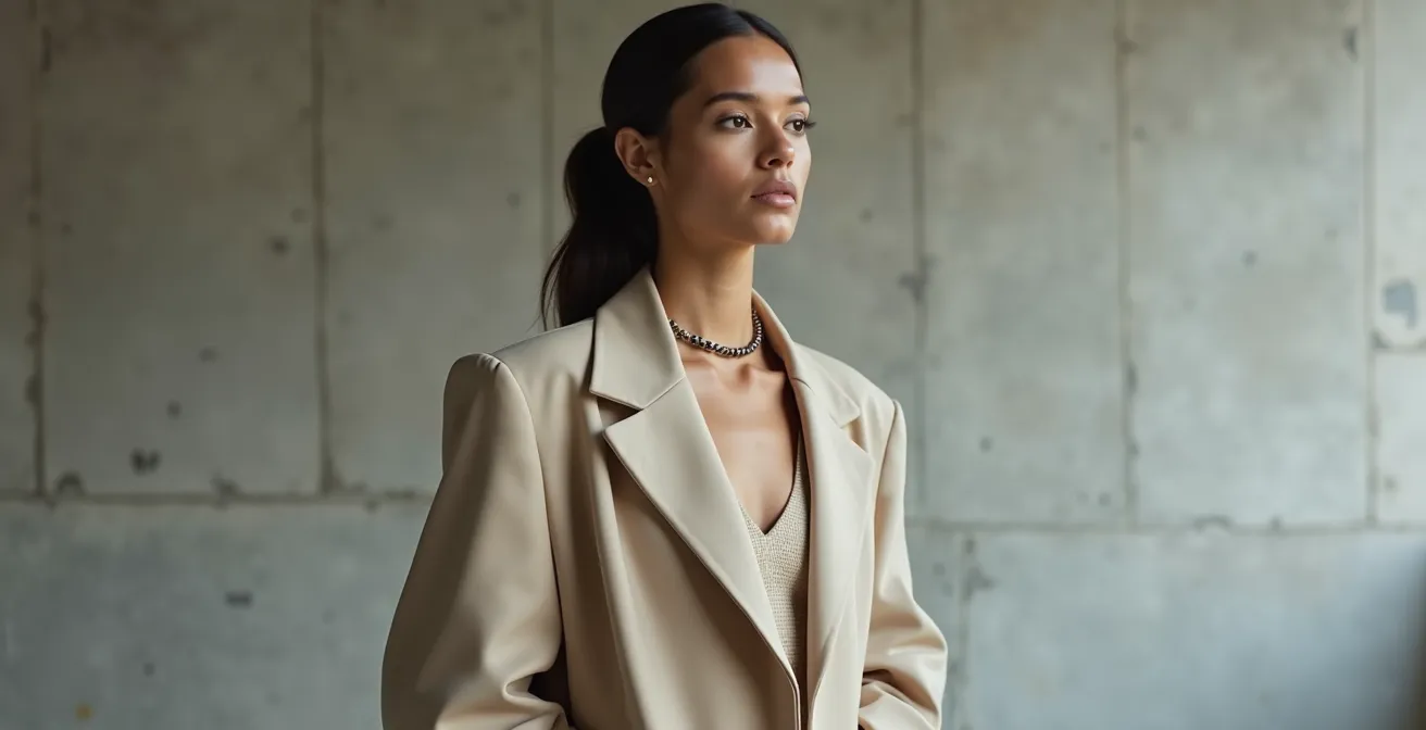 Minimalistische Mode mit strukturierten Schnitten als visuelle Akzente