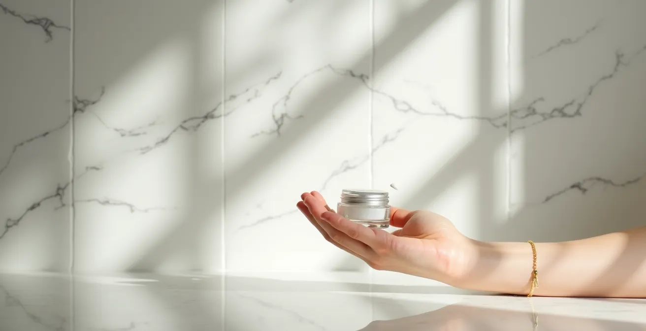 Eine minimalistische Darstellung des Augenbrauen-Stylings mit getöntem Gel für einen natürlichen Look.