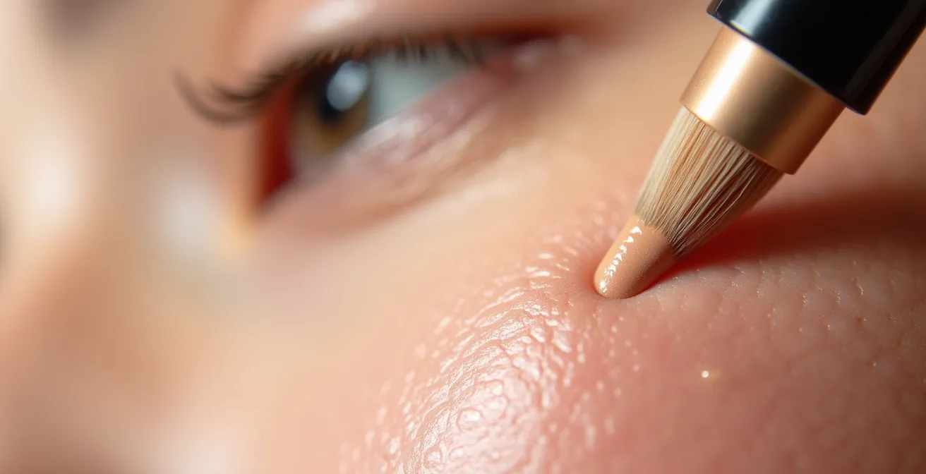 Nahaufnahme der Concealer-Anwendung für natürliche Abdeckung