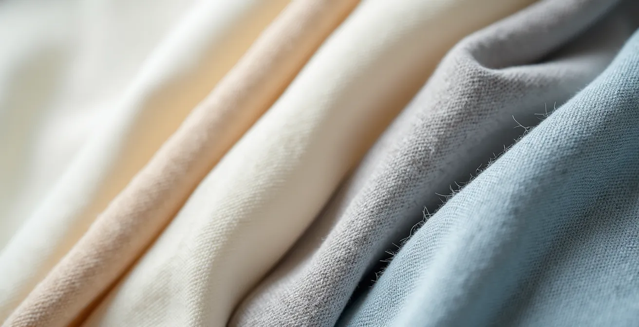 Nahaufnahme verschiedener Stoffe und Texturen in harmonischen Farben, die Stil-Konstanten repräsentieren