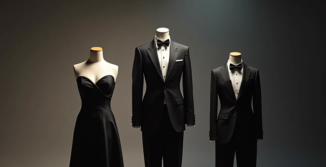 Visuelle Darstellung der verschiedenen Dresscodes von formell bis festlich