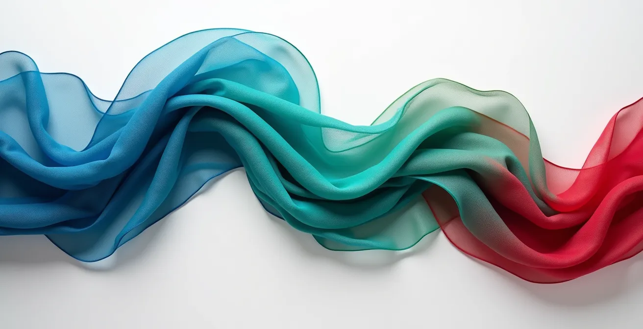 Elegante Stoffe in verschiedenen Texturen und Farben kunstvoll drapiert