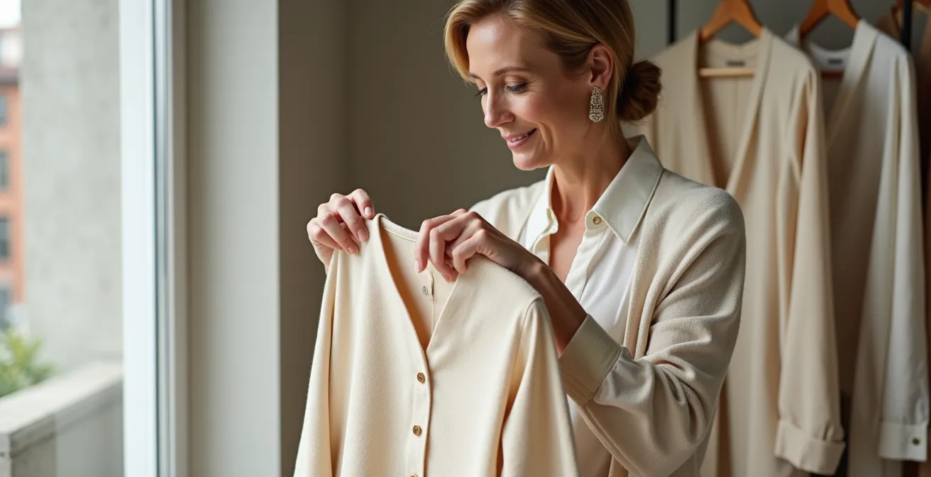 Elegante Ton-in-Ton-Kombination verschiedener Texturen in Cremetönen im Stil deutscher Designikonen