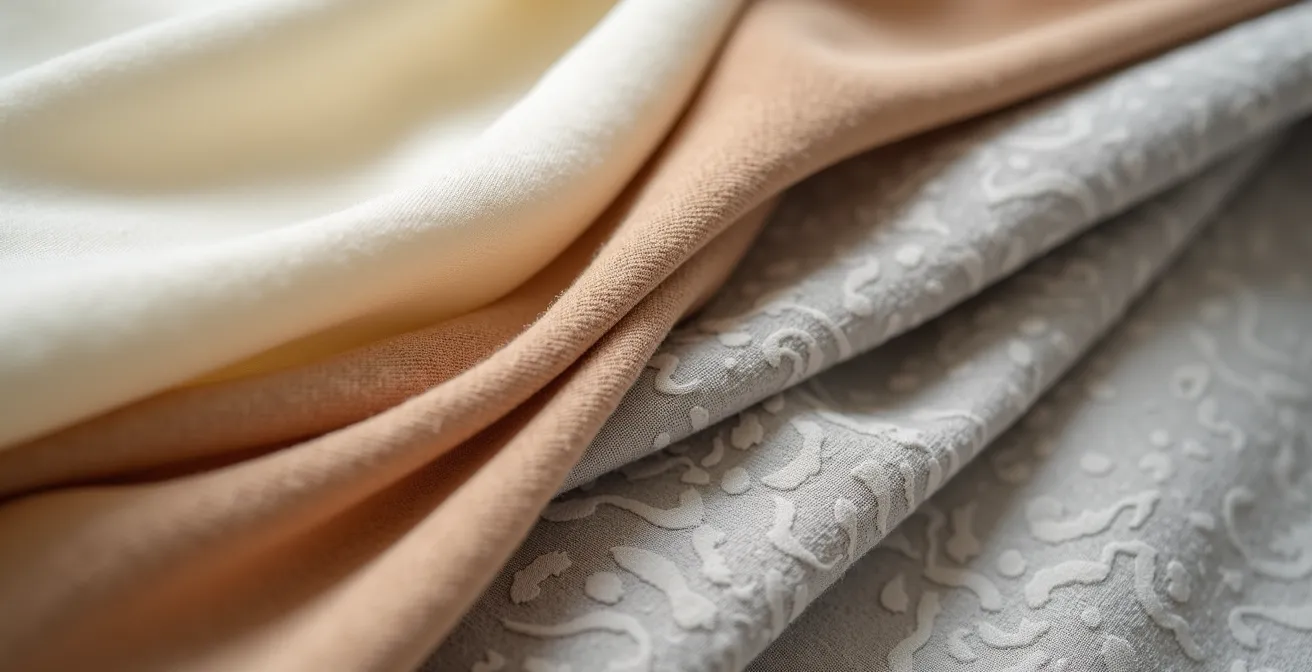 Detailaufnahme hochwertiger Stoffe und komfortabler eleganter Mode