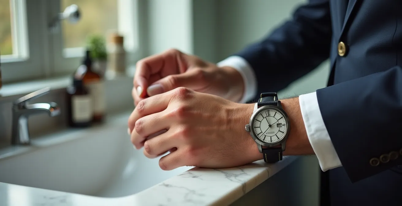 Gepflegte Männerhände bei der Detailpflege
