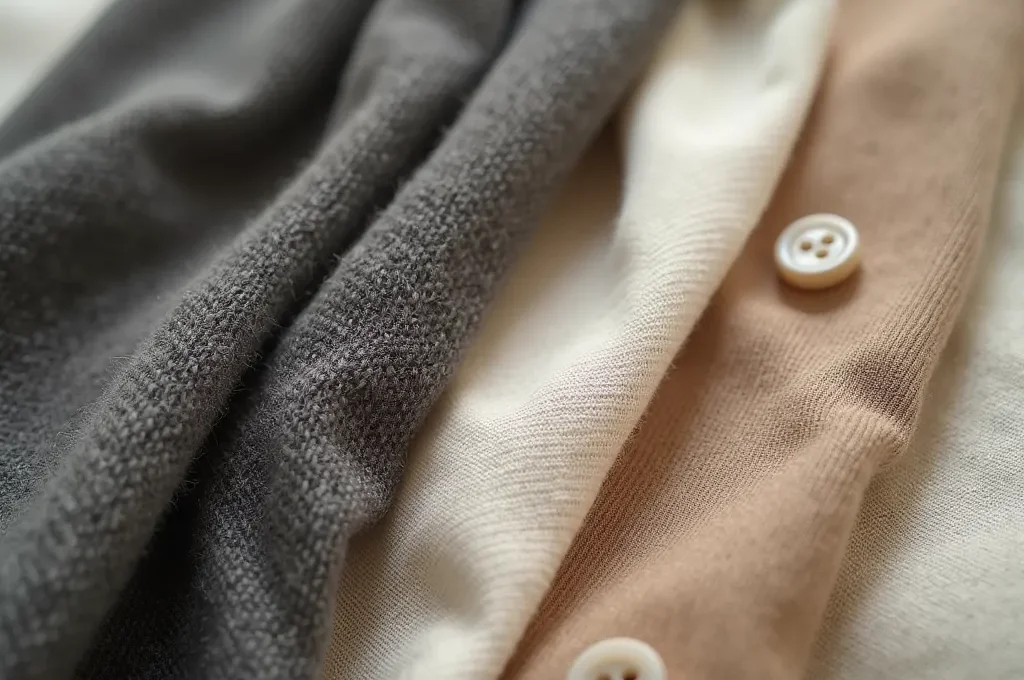 Modulares Schichtsystem für ganzjährige Garderobe, das die Texturen von Leinen bis Wolle zeigt