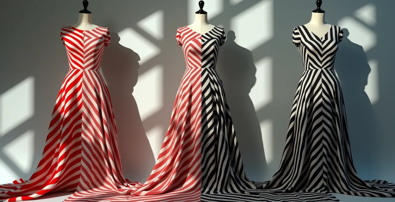 Vergleich verschiedener Muster und Linienführungen und deren optische Wirkung auf die Körpersilhouette