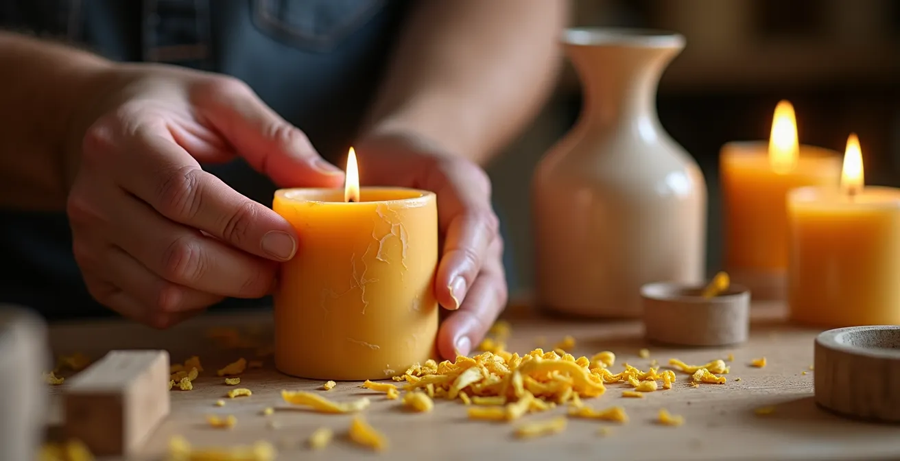 Detailaufnahme von Händen bei der Herstellung von Produkten in einer deutschen Sozialwerkstatt