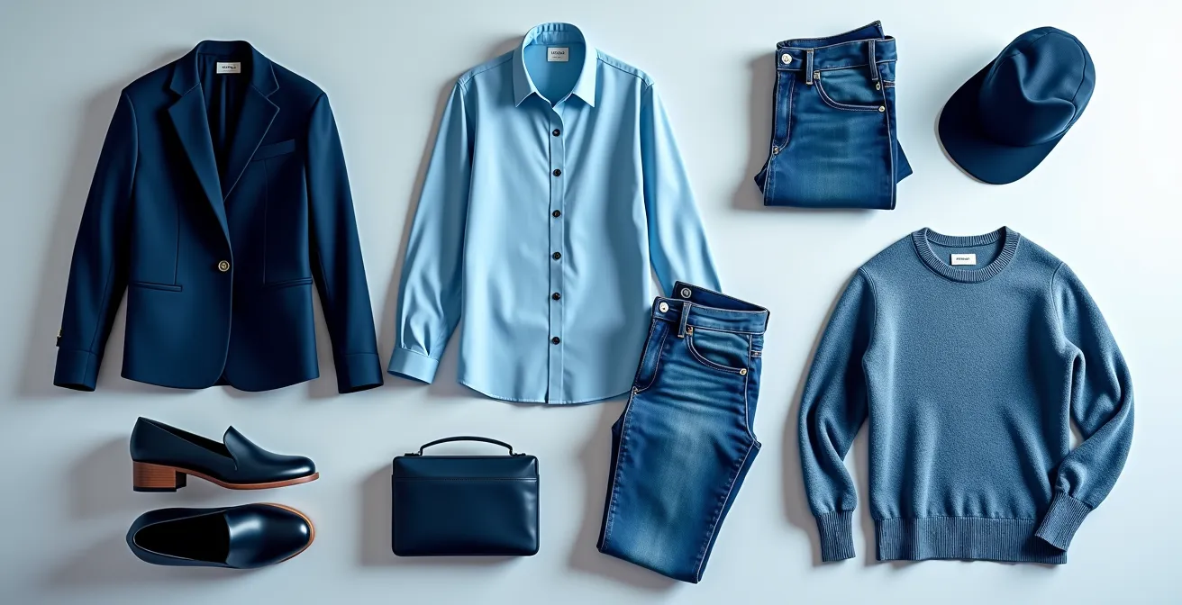 Künstlerische Darstellung einer vielseitigen Capsule Wardrobe, die Konsistenz und Vielfalt vereint