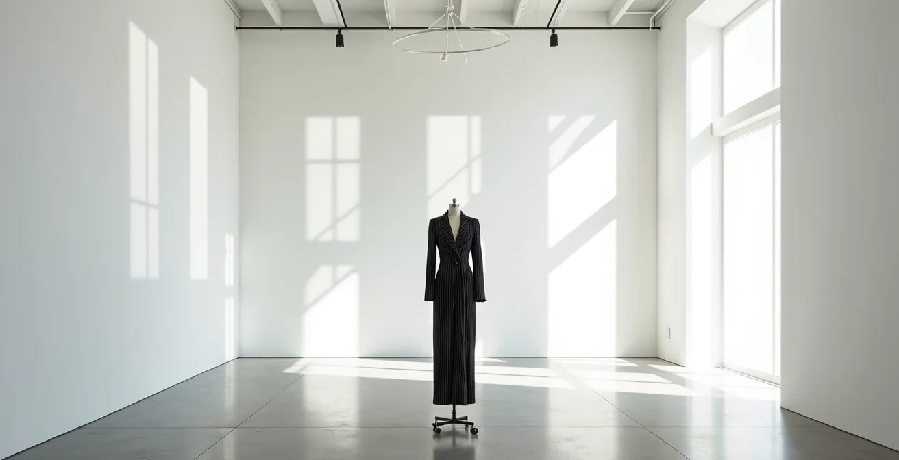 Demonstration vertikaler Linien in der Mode mit streckender Wirkung