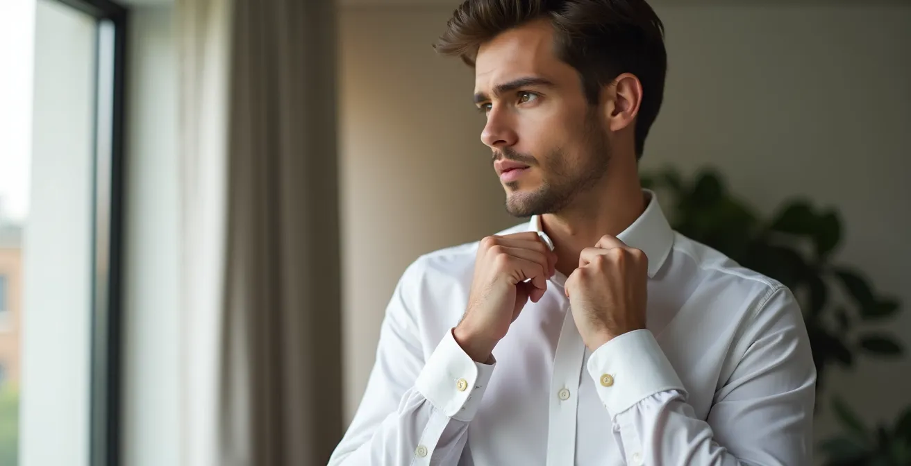 Ein weißes Hemd in verschiedenen Styling-Varianten dargestellt